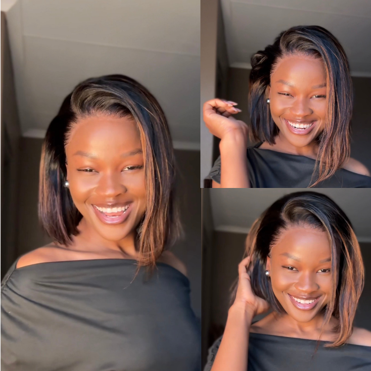 [andii_madi]'s Special LinkPreMax Wigs | Brown Highlight Silky Blunt Cut Bob Glueless Lace Wig With Pre-Bleached Pre-Plucked Pre-Cut Lace-01