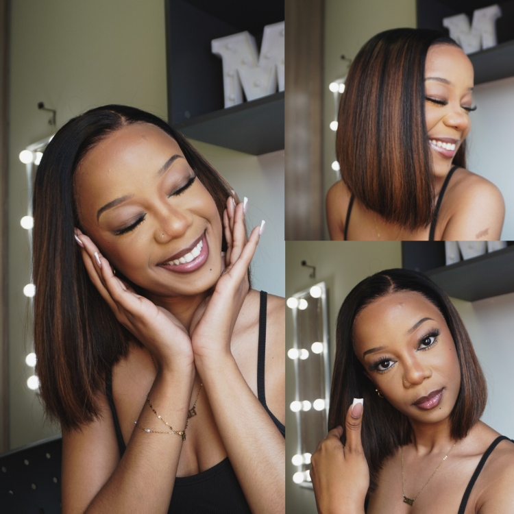 [maggiie.rs]'s Special LinkPreMax Wigs | Brown Highlight Silky Blunt Cut Bob Glueless Lace Wig With Pre-Bleached Pre-Plucked Pre-Cut Lace-22