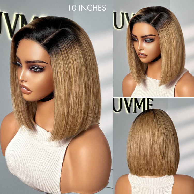 Outlet | Brown Ombre Glueless 4X4 Closure Lace Bob Wig-06