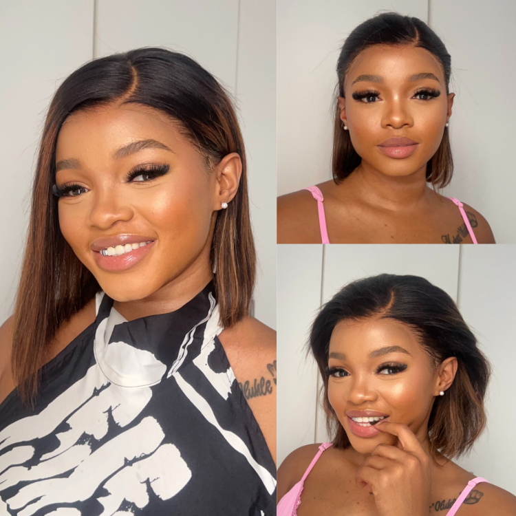 [buhle_mkhiz]'s Special Link PreMax Wigs | Brown Highlight Silky Blunt Cut Bob Glueless Lace Wig With Pre-Bleached Pre-Plucked Pre-Cut Lace-01