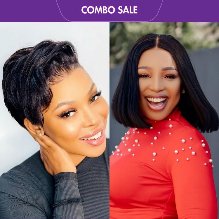 2 For 1 | Super Hot Pixie Cut Glueless HD Lace Wig+Natural Black 200% Density ReadytoGo Super Double Drawn 4x4 Lace Wig-01