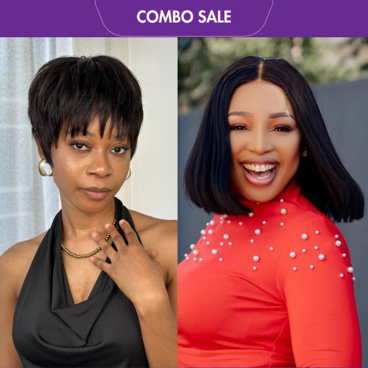 2 For 1 | Hot Pixie Cut Glueless Brazilian Human Hair Wig+Natural Black 200% Density ReadytoGo Super Double Drawn 4x4 Lace Wig-01