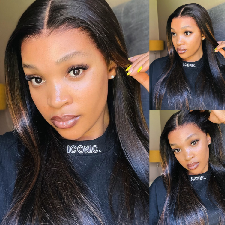 [_zeey_m]'s Special Link PreMax Wigs | Ultra Natural Hairline Brown Highlight & Natural Black Silky Straight Glueless 13x4 Frontal Lace Long Wig Pre-Cut Lace-01