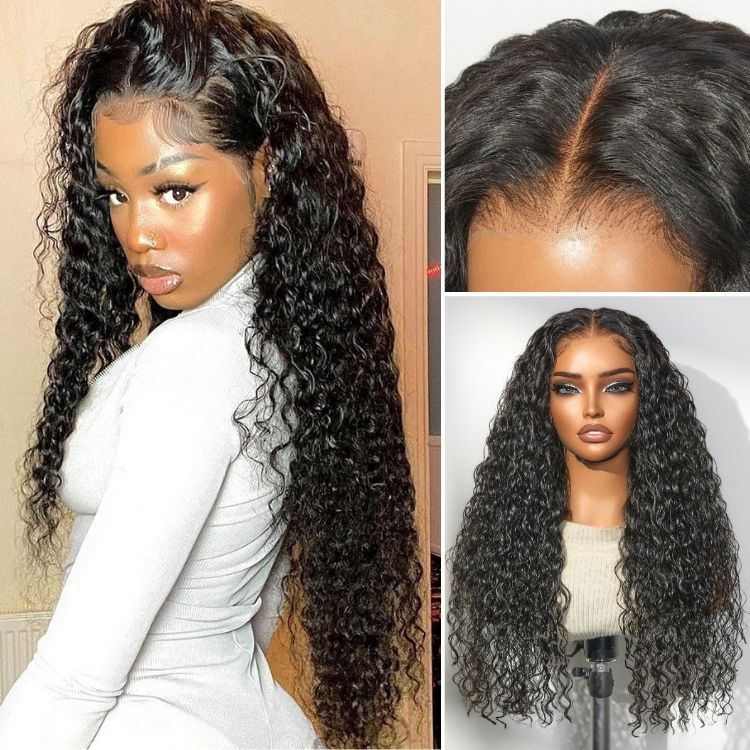 PreMax 180% / 250% Density | Water Wave 13x4 Glueless Frontal HD Lace Regular Cap & Regular Lace Drawstring Cap Free Part Long Curly Wig 100% Human Hair-01