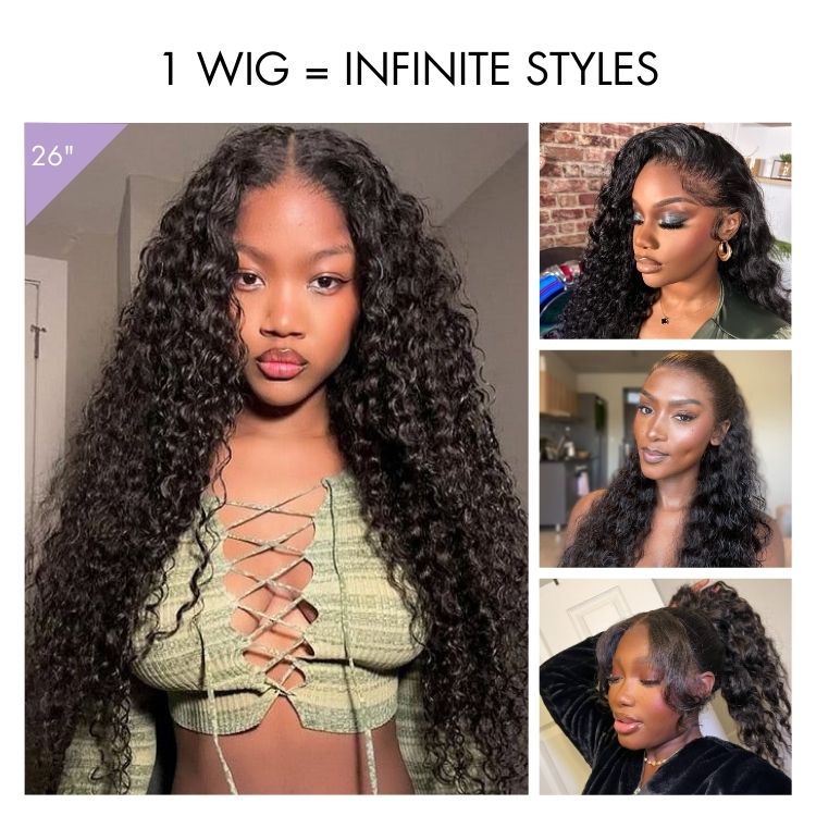 PreMax 180% / 250% Density | Water Wave 13x4 Glueless Frontal HD Lace Regular Cap & Regular Lace Drawstring Cap Free Part Long Curly Wig 100% Human Hair-03