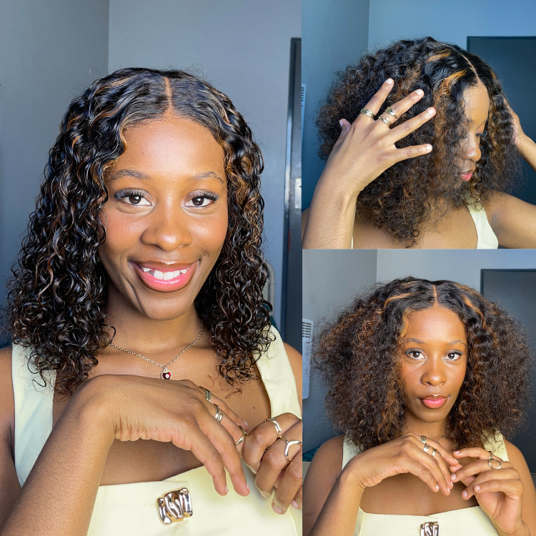 [bongol.bee]'s Special Link PreMax Wigs | Highlight Brown 180% Density Deep Wave 4x4 Closure Lace Wig Middle Part 100% Human Hair-01