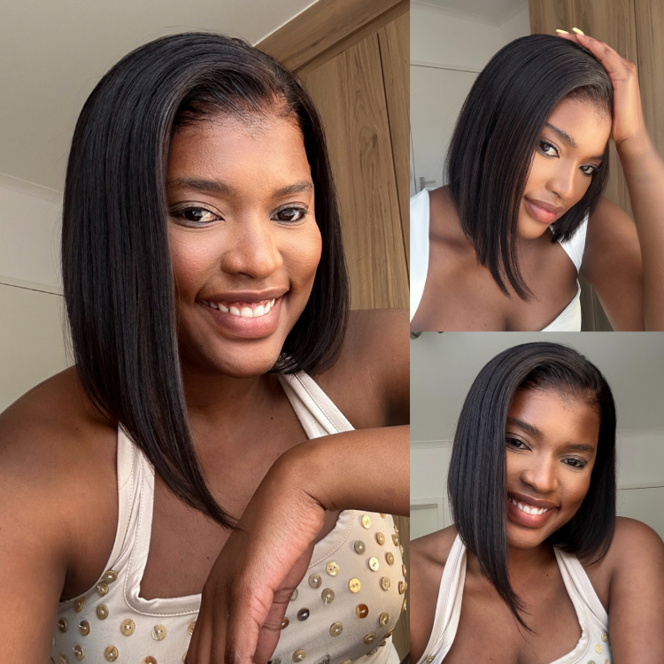 [lebomaetlane]'s Special Link NatureMAX™ Silky Blunt Cut Bob Glueless Ear-to-ear 13x4 HD Lace Front Wig Pre-Cut Lace Flexi-Fit Drawstring Cap-01