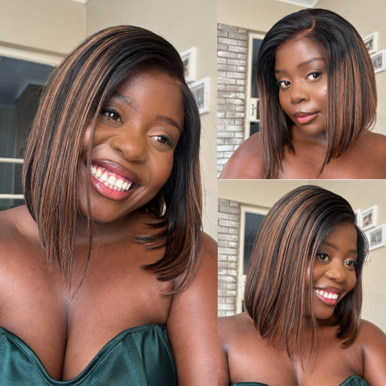 [cherryk0la]'s Special Link PreMax Wigs | Brown Highlight Silky Blunt Cut Bob Glueless Lace Wig With Pre-Bleached Pre-Plucked Pre-Cut Lace-18