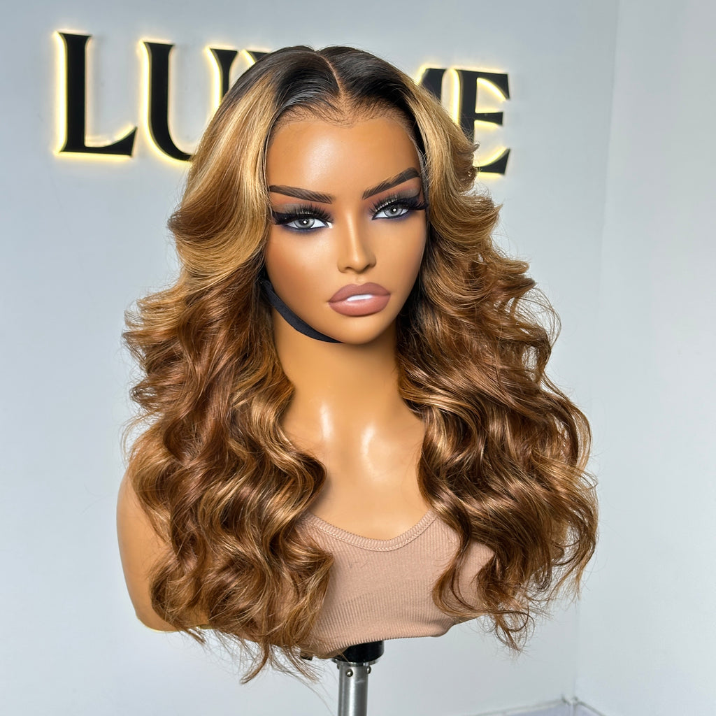 Worth | Highlight Ombre Wavy Glueless 13*6 Frontal Lace Body Wave Wig-01