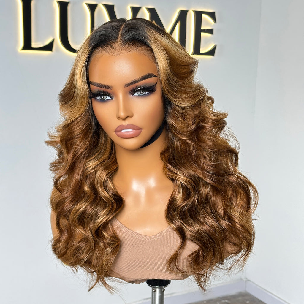 Worth | Highlight Ombre Wavy Glueless 13*6 Frontal Lace Body Wave Wig-03