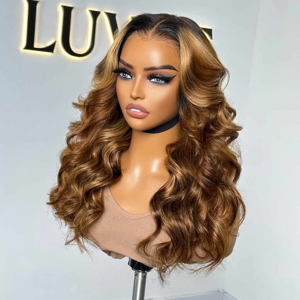 Worth | Highlight Ombre Wavy Glueless 13*6 Frontal Lace Body Wave Wig-04