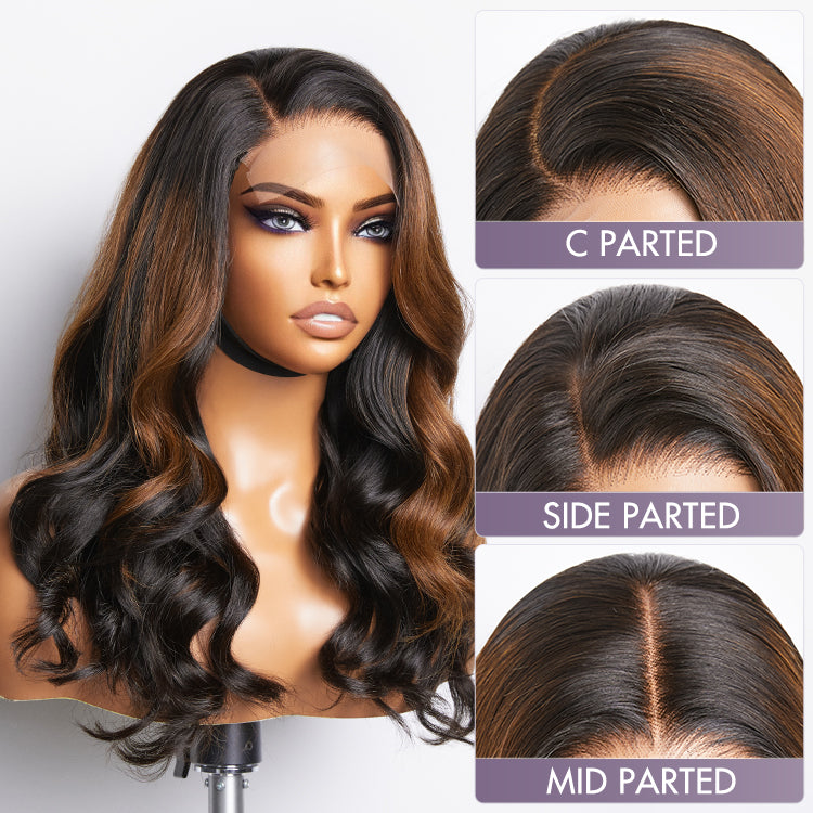 Worth | Trendy Brown with Black Peekaboo Loose Wave Glueless 5x5 Closure Lace HD Lace Wig-01