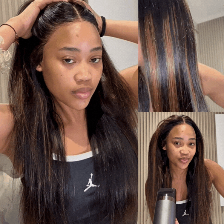 [mellissa_khumalo]'s Special Link PreMax Wigs | Ultra Natural Hairline Brown Highlight & Natural Black Silky Straight Glueless 13x4 Frontal Lace Long Wig Pre-Cut Lace-01