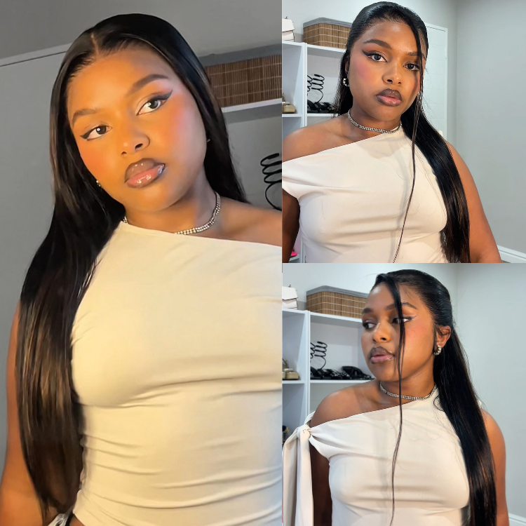 [_zimkhitha]'s Special Link PreMax Wigs | Ultra Natural Hairline Brown Highlight & Natural Black Silky Straight Glueless 13x4 Frontal Lace Long Wig Pre-Cut Lace-01