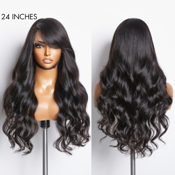 Worth | Graceful C Parted Body Wave 7x6 Closure Lace Glueless Wigs with Bangs-06