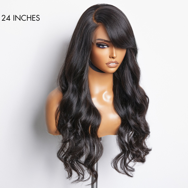 Worth | Graceful C Parted Body Wave 7x6 Closure Lace Glueless Wigs with Bangs-07