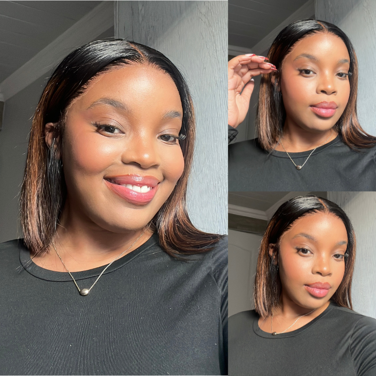 [smatsatsaa]'s Special Link PreMax Wigs | Brown Highlight Silky Blunt Cut Bob Glueless Lace Wig With Pre-Bleached Pre-Plucked Pre-Cut Lace-01