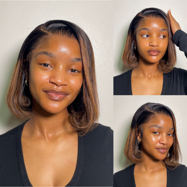 [lifewithbuhlee]'s Special Link PreMax Wigs | Brown Highlight Silky Blunt Cut Bob Glueless Lace Wig With Pre-Bleached Pre-Plucked Pre-Cut Lace-01