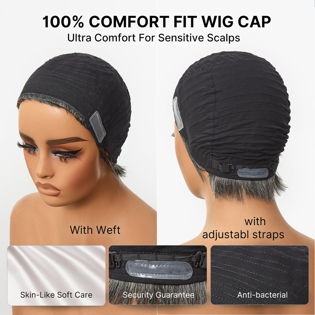 Throw On & Go Short Cut with Bangs Wig Ultra Comfort Cotton Cap Glueless Wig Hair Loss Friendly-18