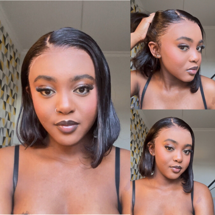 [bsimidube]'s Special Link NatureMAX™ Silky Blunt Cut Bob Glueless Ear-to-ear 13x4 HD Lace Front Wig Pre-Cut Lace Flexi-Fit Drawstring Cap-01