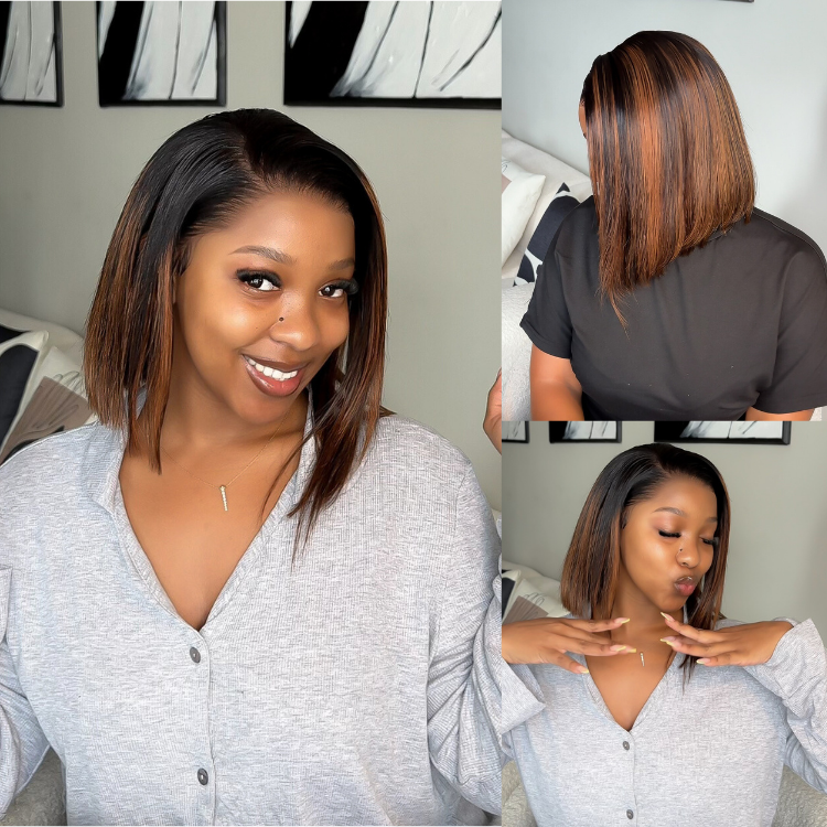 [mandisa.vilakazii]'s Special Link PreMax Wigs | Brown Highlight Silky Blunt Cut Bob Glueless Lace Wig With Pre-Bleached Pre-Plucked Pre-Cut Lace-01