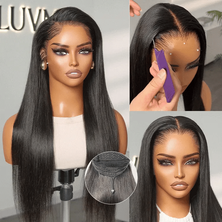 NatureMAX™ Pre Lagos Hairline Flexi Fit Invisi Drawstring Cap Silky Straight Glueless 13x4 Frontal HD Lace Wig Pre-Cut Lace-21