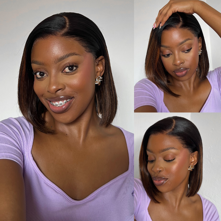 [gugulethumbata]'s Special Link PreMax Wigs | Brown Highlight Silky Blunt Cut Bob Glueless Lace Wig With Pre-Bleached Pre-Plucked Pre-Cut Lace-01