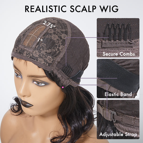 2 For 1 | Brown Highlight Yaki Bob with Bangs Glueless Minimalist Lace Wig Breathable Cap + Glueless Yaki Straight Bob with Bangs Minimalist Lace Wig-02