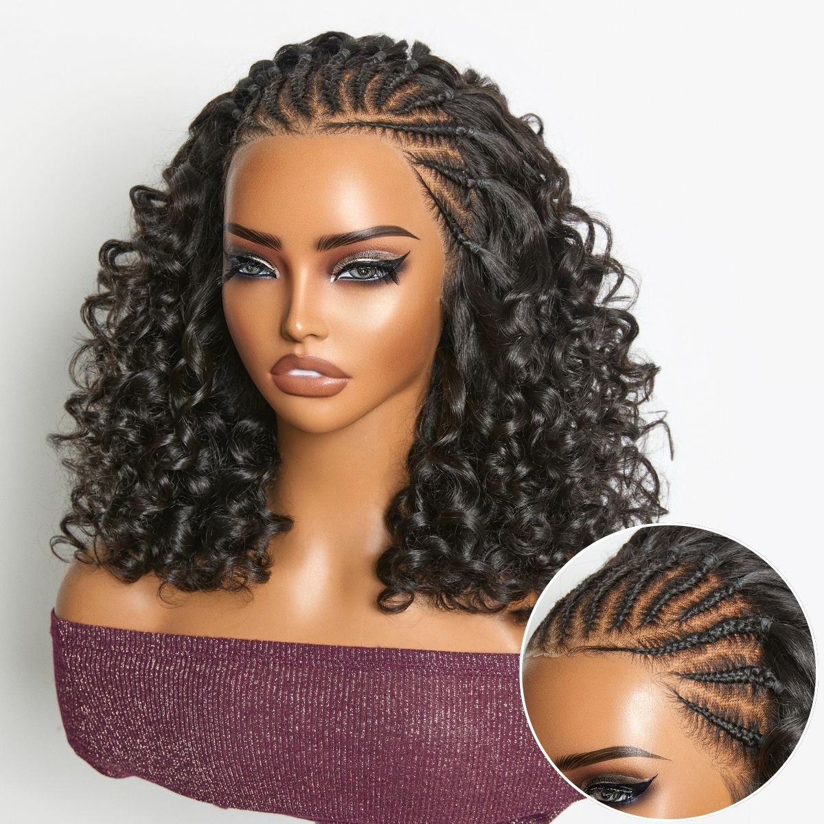 outlet | Readitress Chic & Voluminous 180% Density Pre-Braided Bouncy Curly Glueless Ear-to-ear 13x4 Frontal Lace Wig-SA ONLY-01