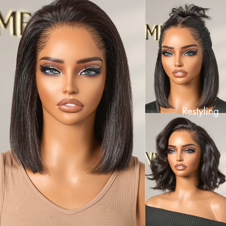 NatureMAX™ Pre Lagos Hairline Flexi Fit Invisi Drawstring Cap Silky Straight Bob 13x4 Frontal HD Lace Wig Pre-Cut Lace-01