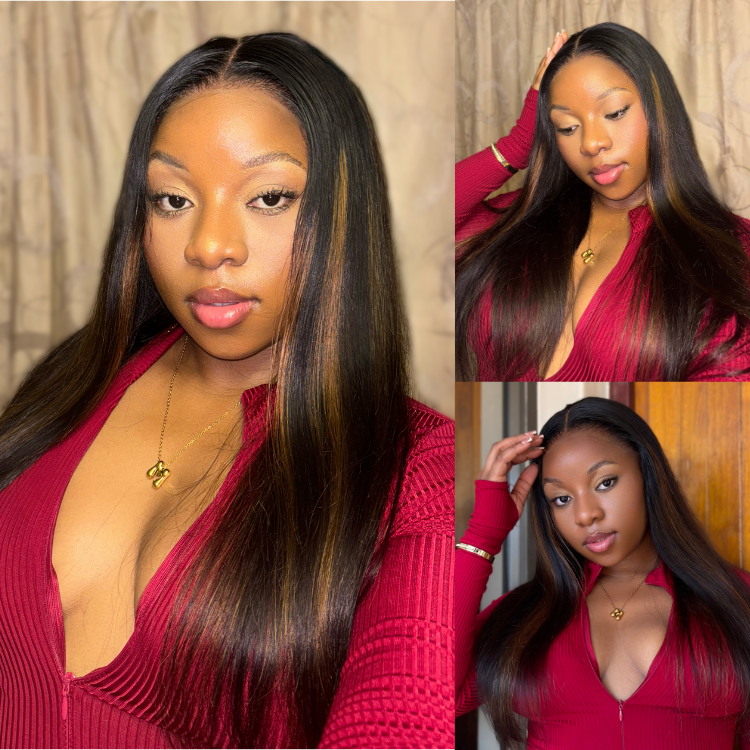 [minnie_mathonsi]'s Special Link PreMax Wigs | Ultra Natural Hairline Brown Highlight & Natural Black Silky Straight Glueless 13x4 Frontal Lace Long Wig Pre-Cut Lace-01