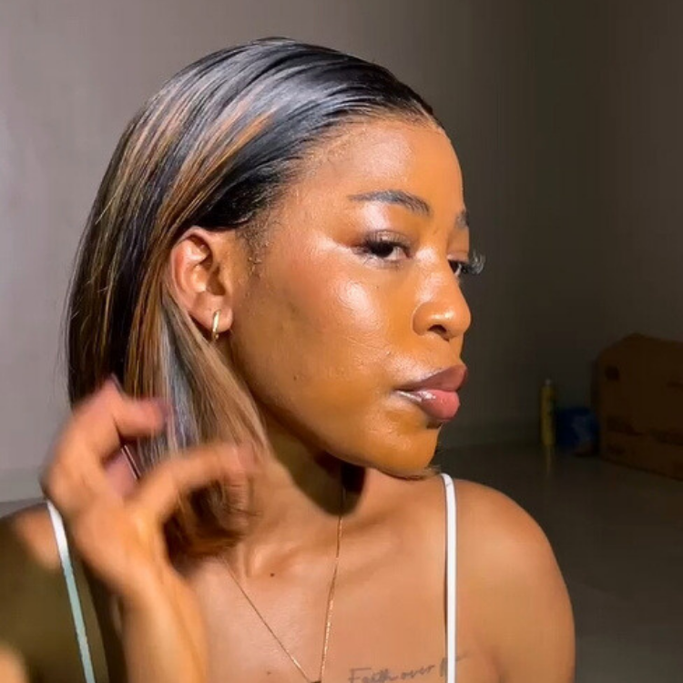 [sk_jessy]'s Special Link PreMax Wigs | Brown Highlight Silky Blunt Cut Bob Glueless Lace Wig With Pre-Bleached Pre-Plucked Pre-Cut Lace-01