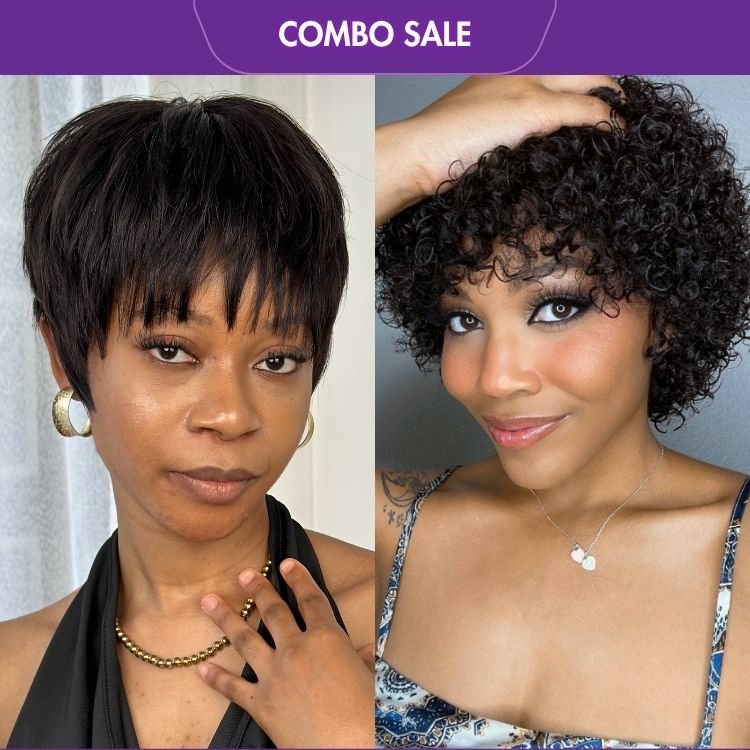 2 For 1 |  Hot Pixie Cut Glueless Wig+Bouncy Glueless Wig-07