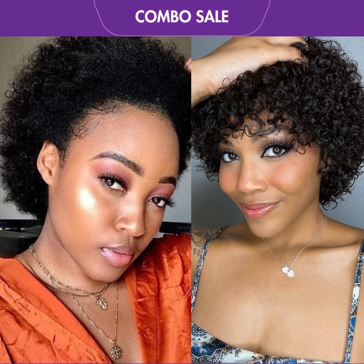2 For 1 | Natural Afro Wig + Bouncy Glueless Wig-06