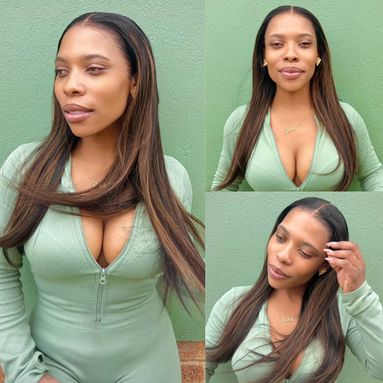 [w.mbatha]'s Special Link PreMax Wigs | Ultra Natural Hairline Brown Highlight & Natural Black Silky Straight Glueless 13x4 Frontal Lace Long Wig Pre-Cut Lace-01