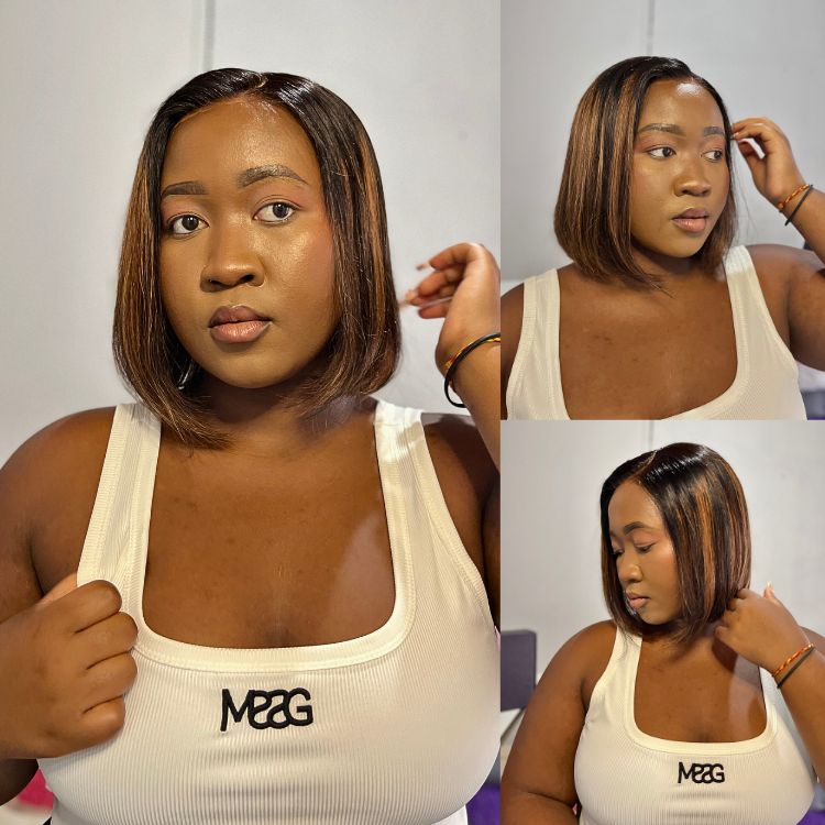 [glorick_h]'s Special Link PreMax Wigs | Brown Highlight Silky Blunt Cut Bob Glueless Lace Wig With Pre-Bleached Pre-Plucked Pre-Cut Lace-01