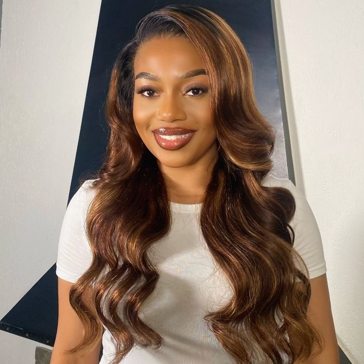 OUTLET I Nature Max Blonde Highlight Loose Body Wave Ear-to-ear Glueless 13x6 Frontal HD Lace Wig Pre-Cut Lace-01