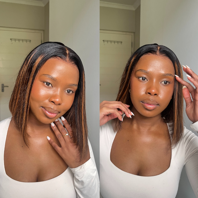 [siviwemkhize]'s Special Link PreMax Wigs | Brown Highlight Silky Blunt Cut Bob Glueless Lace Wig With Pre-Bleached Pre-Plucked Pre-Cut Lace-01