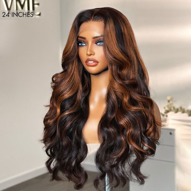 Worth | Copper Ombre Highlights Loose Body Wave Glueless 5x5 Closure Lace Wig-02