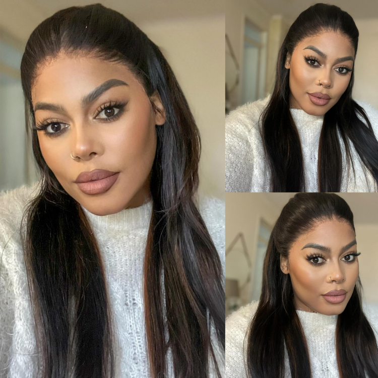 [zezethu_mniki]'s Special Link PreMax Wigs | Ultra Natural Hairline Brown Highlight & Natural Black Silky Straight Glueless 13x4 Frontal Lace Long Wig Pre-Cut Lace-01