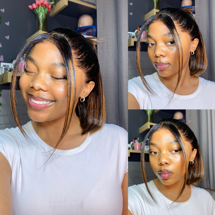 [keara_ohclock]'s Special Link PreMax Wigs | Brown Highlight Silky Blunt Cut Bob Glueless Lace Wig With Pre-Bleached Pre-Plucked Pre-Cut Lace-01