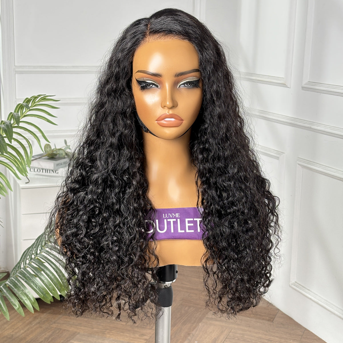 Outlet | Natural Black Water Wave 5x5 Closure Lace Glueless Wig Pre-cut Lace-01