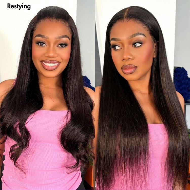 Outlet | Stunning Silky Straight Glueless 13x4 Frontal Lace Wig Human Hair Pre-Cut Lace-01