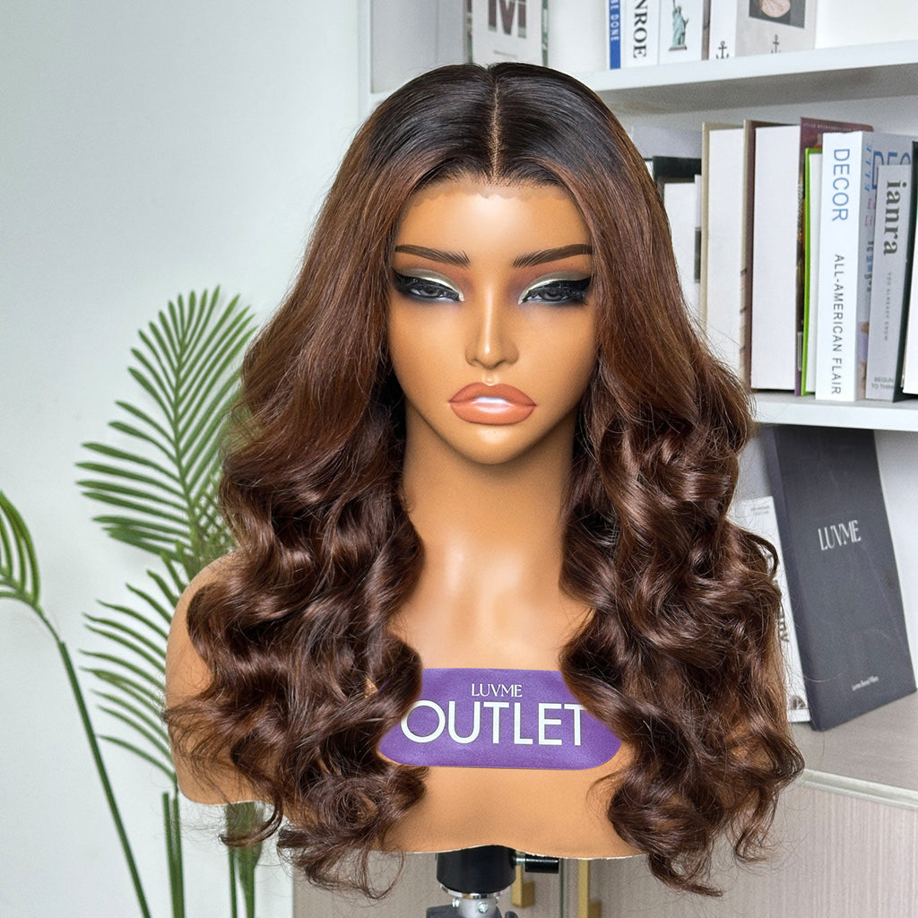 Outlet | Ombre Brown Loose Body Wave Glueless 5x5 Closure Lace Wig Pre-cut Lace-01
