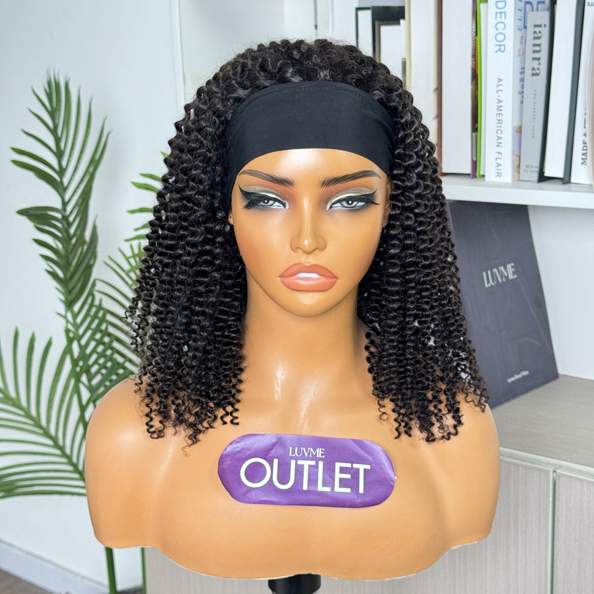 Outlet I Throw On & Go |  Kinky Curl Headband Long Hair Wig-01