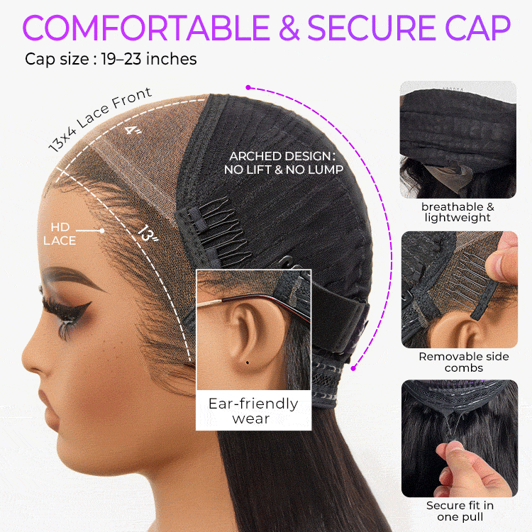 NatureMAX™ 200% Density Glueless 13x4 HD Lace Front Wig Ombre Brown Loose Wave Human Hair Wig Pre-Cut Lace Flexi-Fit Drawstring Cap-06