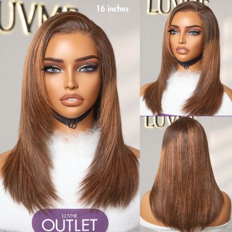 Worth | Elegant Brown Ombre Trendy Layered Cut Glueless Minimalist Lace Wig 100% Human Hair-01