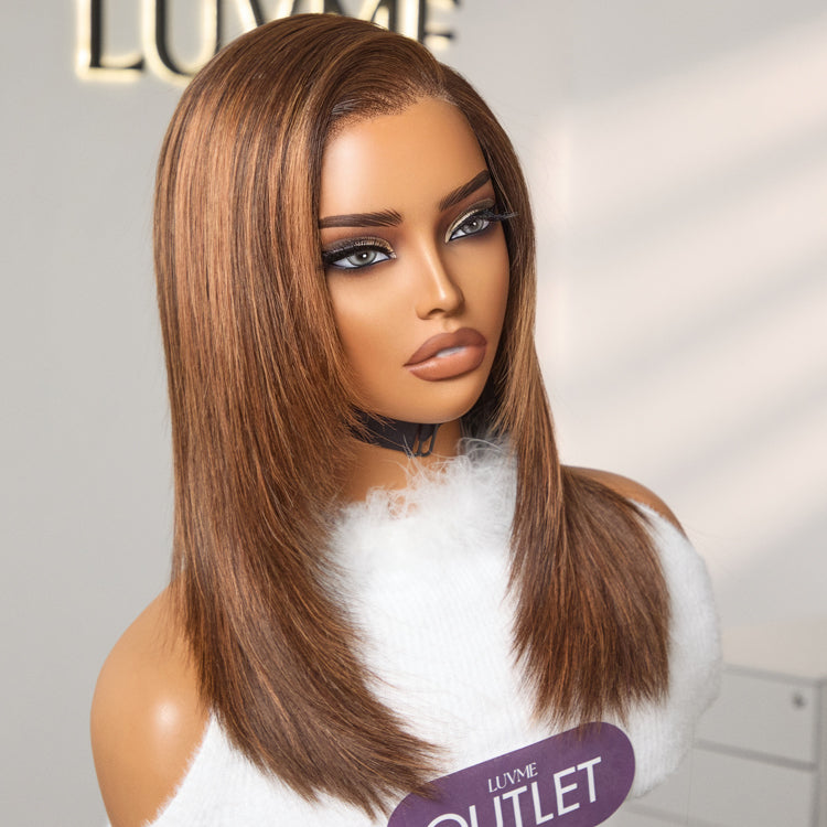 OUTLET | Elegant Brown Ombre Trendy Layered Cut Glueless Minimalist Lace Wig-SA ONLY-03