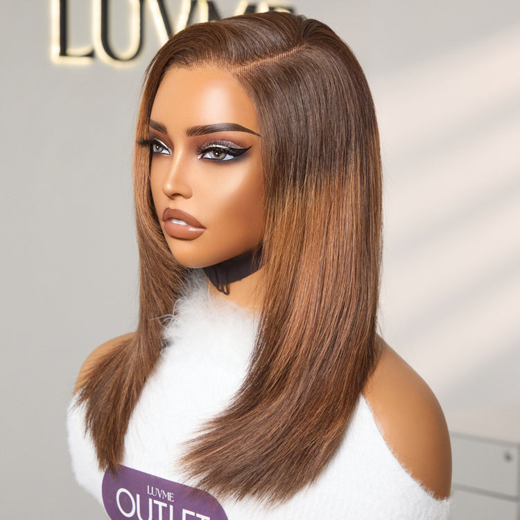 OUTLET | Elegant Brown Ombre Trendy Layered Cut Glueless Minimalist Lace Wig-SA ONLY-02