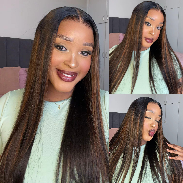 [seson.aa]'s Special Link PreMax Wigs | Ultra Natural Hairline Brown Highlight & Natural Black Silky Straight Glueless 13x4 Frontal Lace Long Wig Pre-Cut Lace-01